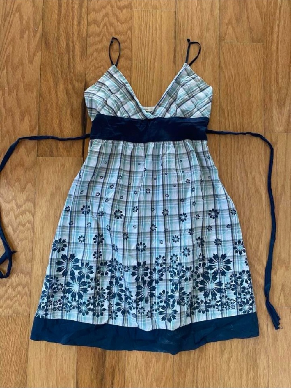Y2K floral plaid babydoll dress